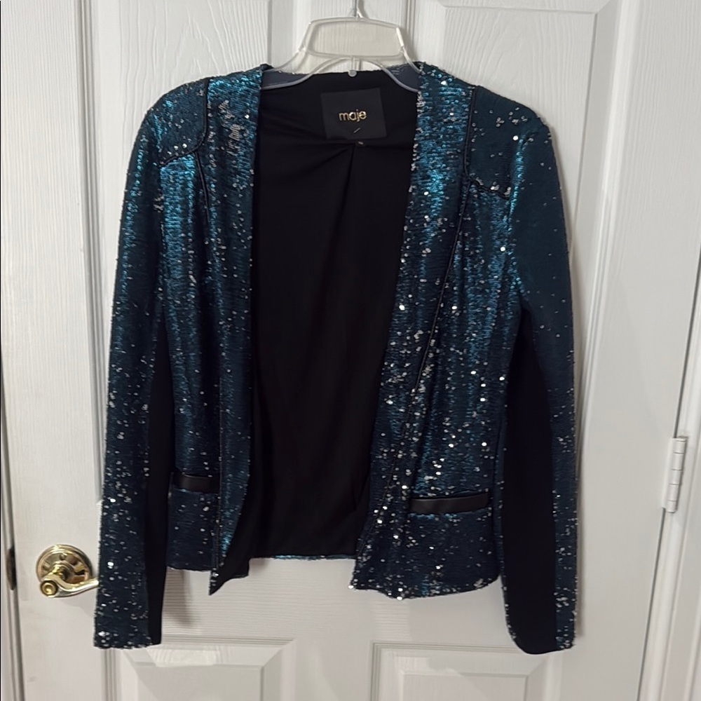 MAJE Black and Blue Sequin Blazer size 36